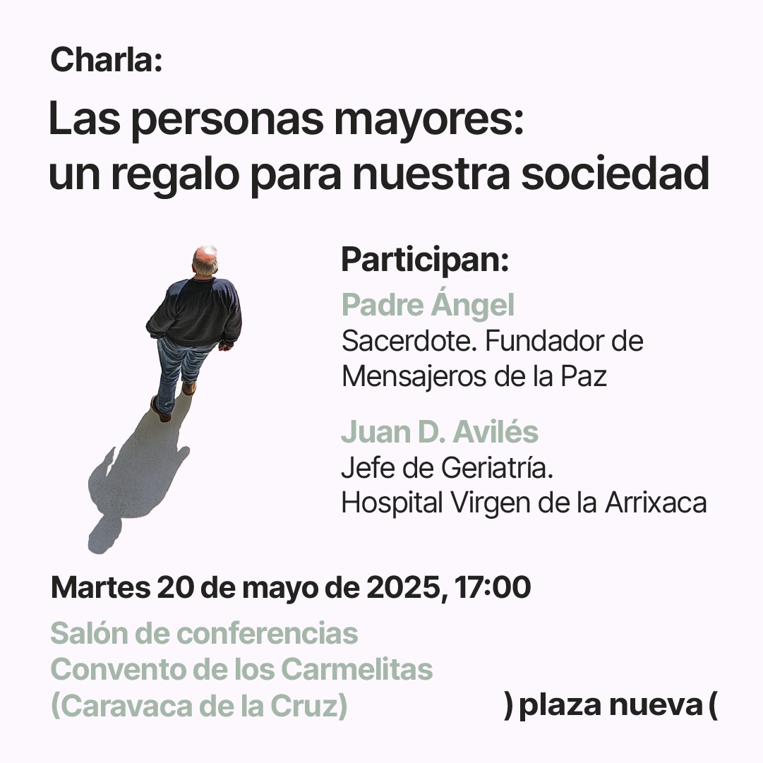 El padre Ángel, fundador de Mensajeros de la Paz, participa en una charla sobre personas mayores en Caravaca de la Cruz